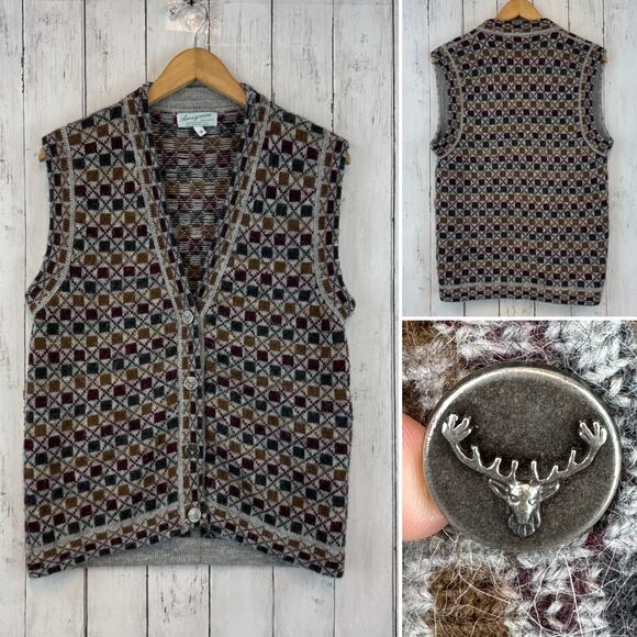 Amazonias Breckenridge Hand Knitted V-Neck Sweater Vest Cardigan Size Small - Picture 1 of 11